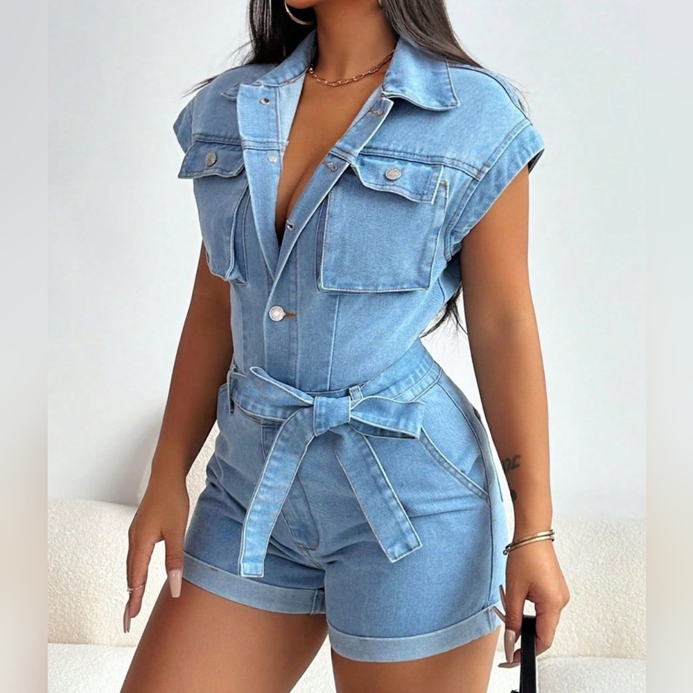 Blue Jean Babe Romper - Picture 5 of 6